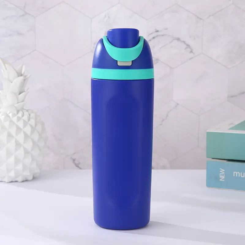 בקבוק מים מבודד 20 oz מפלדת אל חלד עם קש לספורט ולנסיעות, ללא BPA