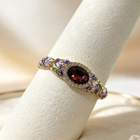 Bracelet jonc vintage électroplaqué doré avec fleur en émail et filigrane, bijou de fête pour femme, cadeau