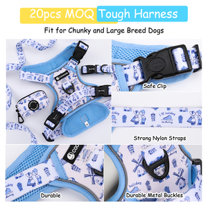 Designer Langlebiges Sicherheits-Hundegeschirr-Set Großhandel Tierdruck Maßgefertigtes Oxford Reflektierendes Hundegeschirr Haustierhalsbänder & Leinen - Product Image 4