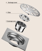 Desagüe de suelo de acero inoxidable engrosado de 6 mm, de descarga directa, a prueba de olores, para balcones, lavabos y lavadoras