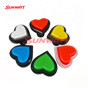 Boutons poussoirs d'arcade lumineux en forme de cœur 12V, machine de divertissement, bouton poussoir LED en plastique - Product Image 2