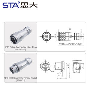 SF16 Aviation Plug Push-Pull Metall Hinter mutter Buchse Wasserdichter industrieller Stroma schluss 2 3 4 5 7 9 Pin - Product Image 5