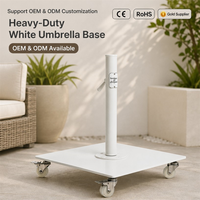 Support de parasol carré en acier JH-Mech avec roues à frein, base de parasol robuste pour extérieur, base de parasol résistante à la rouille avec roues