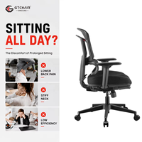 Chaise de bureau ergonomique en maille avec accoudoirs 3D, soutien lombaire, assise coulissante et inclinable, idéale pour les réunions - GTChair