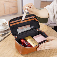 Petite trousse de toilette en PU à motif crocodile avec poche extérieure, pochette de maquillage de voyage, fermeture à glissière, organiseur de toilette compact
