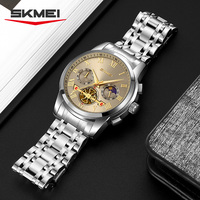 Montre pour homme de luxe avec logo personnalisé OEM, étiquette privée, étanche 3ATM, aiguilles luminescentes, mouvement japonais, boîtier doré, Montre Pour Hommes