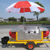Chariot de vente ambulante de hot-dogs commercial homologué CE avec grill