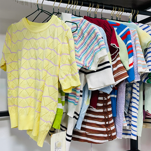 <span class=keywords><strong>Pull</strong></span> en coton tricoté d'été pour femme de haute qualité d'occasion à manches courtes Prix bas État propre pour femme - Product Image 6