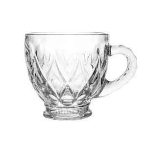 171m Clear Glass Coffee Drinking Tea Cup Engraved Espresso Custom Logo Coffee Mug And Tea Set