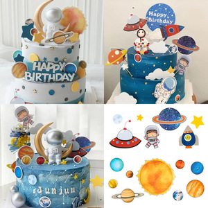 Space Planet Cake Toppers Paper Round Birthday Decoration Eco Friendly Card Inserts - Product Image 5
