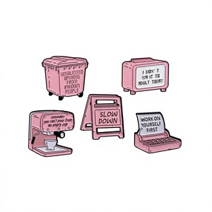 Pin Enamel Lucu Bergambar Kartun Malaikat untuk Tahun Baru Imlek, Espresso Less Depresso, Purr More Worry Less, Bros Logam, Lencana Kerah, Perhiasan - Product Image 3