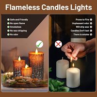 Bougies LED à piles Alibaba Chine en gros, effet flamme vacillante, avec mèche mobile, en cire véritable, forme pilier, aspect écorce de pin, avec télécommande et minuterie