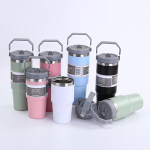 12oz Double Wall Insulated Ceramic Tumbler Handle Travel-friendly Vacuum Flask Camping Eco-Friendly Customizable Colors Business - Product Image 4