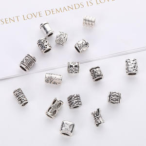 سوار مطرز بالخرز مصنوع يدويًا بفتحة كبيرة ، مجوهرات معدنية قديمة بنمط فضي ، إكسسوار من سبائك الفضة التبتية سهلة الاستخدام - Product Image 2