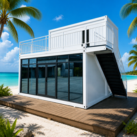 Maison préfabriquée de luxe à deux étages avec murs en verre, maison modulaire en verre moderne pour Airbnb, hôtel, complexe hôtelier