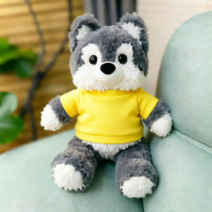 Jouets Songshan, peluche loup et husky de 35 cm, nouvelle collection animaux de la forêt, coussin de sommeil doux, poupée, t-shirt avec logo personnalisé pour les cadeaux d'enfants - Product Image 3