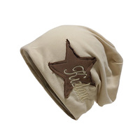 Bonnet tricoté souple personnalisé avec écusson étoile brodé, chaud et tendance pour l'hiver, unisexe, confortable pour femme, avec revers, pour temps froid, vente en gros