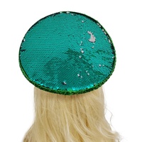Chapeau de Capitaine Vert à Paillettes pour Festivals, Burning Man, Festivals de Musique, Noël, avec Strass Scintillants et Travaux Artisanaux de Haute Qualité