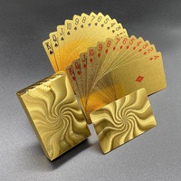 Cartes de poker en feuille d'or en gros, grande quantité, en PVC plastique, imperméables, résistantes à la pliage, épaissies, emballage rectangulaire en carton, de qualité supérieure
