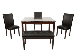 5 Piece Modern Wood Dining <b>Set</b> with Adjustable Comfortable Chairs <b>and</b> <b>Bench</b> for Hotel & Apartment Use - Product Image 6