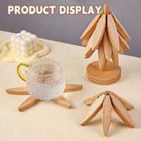 Ensemble de dessous de plat en forme d'arbre pliant pour cuisine Dessous de plat en bois pour plats chauds avec 4 tapis de plaque chauffante en bois de hêtre