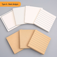 Blocs-notes adhésifs basiques, papeterie, marque-pages, notes autocollantes, autocollants kawaii, bloc-notes, papeterie coréenne mignonne