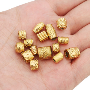 Gold-Plated Stainless Steel Carved <b>Spacer</b> Beads | Large Hole Textured Barrel Beads for DIY Jewelry Making | Bracelet & Necklace - Product Image 4