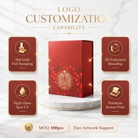 Caja de Regalo Magnética Roja de Lujo con Patrón de Ondas UV y Emblema de Pájaro en Lámina Dorada, para Joyería, MOQ Bajo de 100 Piezas