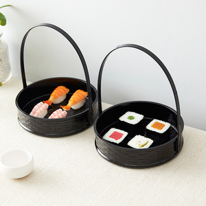 Bandeja para servir sushi con asa, negra, 17x18x21cm, para uso en restaurantes de cocina japonesa - Product Image 1