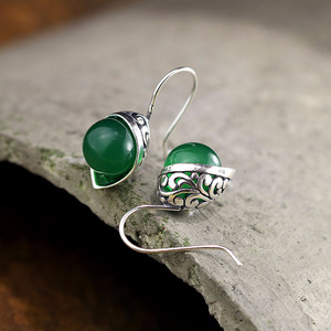 New Jade Garnet Hollowed-out <strong>Marcasite</strong> Fruit-shaped <strong>Earrings</strong> S925 Silver Jewelry <strong>Earrings</strong> - Product Image 6