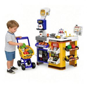 Market Shop Toy Supermarket Cash Register Checkout <b>Desk</b> Scanner Shopping Basket Pretend Grocery Store Learning Kids Toys - Product Image 3