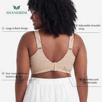 Sujetador inalámbrico SHANGBINI con estampado floral, escote en V profundo, copas moldeadas, talla grande, cómodo, sin costuras, OEM, logotipo personalizado de fábrica