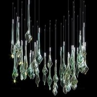 Lustre moderne en verre vert cristal, luminaire suspendu décoratif personnalisé pour la maison, hôtel, bar, design long en métal, éclairage à ampoule