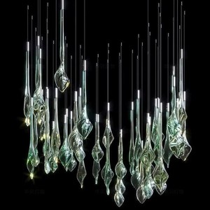 Modern Green Glass Crystal Chandelier Custom <strong>Home</strong> Decorative <strong>Hanging</strong> Light <strong>for</strong> Indoor Hotel <strong>Bar</strong> Long Metal Design Bulb Lighting - Product Image 1