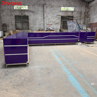 Comptoirs d'information en forme de L pour centre sportif, mobilier de salon moderne avec LED, table de réception couleur personnalisée