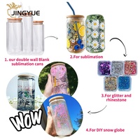 12oz 16oz 20oz boule à neige paillettes double couche bière soda canette verre double paroi sublimation tasse à café gobelet avec couvercle et paille