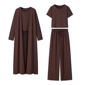 Trajes de Tres Piezas de Color Sólido para Mujer, Moda Otoñal, Elegantes, Casuales y Holgados - Product Image 3