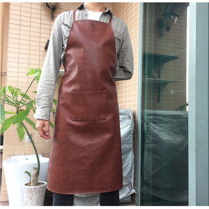 Custom-made household <b>aprons</b>, waterproof and oil-proof soft <b>leather</b> neckbands, adult kitchen work <b>aprons</b>. - Product Image 2