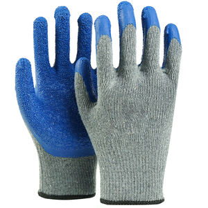 Guantes de trabajo de goma para hombre, protectores de manos de seguridad de algodón, resistentes, antiarrugas, con revestimiento de látex, para jardín, venta al por mayor - Product Image 2