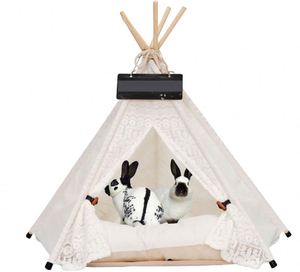 Tente tipi pour animaux de compagnie (chats, chiens, lapins) avec coussin, lit portable pour chiots et petits animaux, fabriqué en usine BSCI - Product Image 2