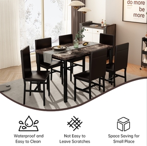 <span class=keywords><strong>โต๊ะ</strong></span><span class=keywords><strong>หินอ่อน</strong></span>ด้านบนบ้านเฟอร์นิเจอร์ร้านอาหาร<span class=keywords><strong>โต๊ะ</strong></span>รับประทานอาหารและหนัง PU เก้าอี้พ<span class=keywords><strong>นัก</strong></span><span class=keywords><strong>พิง</strong></span>ชุดโต๊ะรับประทานอาหารหรูหราชุดเก้าอี้ 6 ตัว - Product Image 3