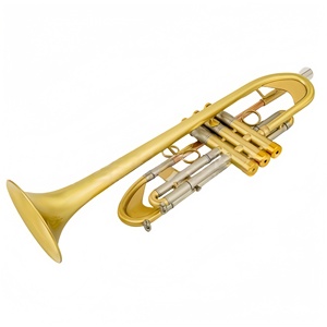 Trompeta Profesional de Alta Calidad en Si bemol, Acabado Mate Cepillado, Cuerpo de Latón, Llave de Agua <span class=keywords><strong>Amado</strong></span>, Lacado Tricolor Dorado para Músico Profesional - Product Image 3