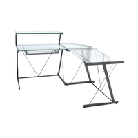 Bureau d'ordinateur en verre en forme de L convertible commercial Mobilier confortable et élégant