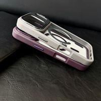 Étui magnétique de luxe avec béquille pour objectif compatible iPhone 17 16 Pro Max, coque antichoc mate