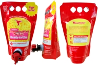 Sachets Doypack en plastique PET jetables en gros pour liquides, jus, vin, café, avec bec verseur, boîte et sac de distribution, et poche à eau