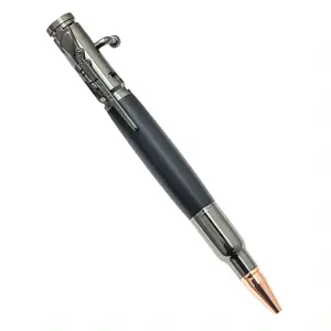 Gun Metal Bolt Action Bullet Ballpoint Ink Gold Pen Clip Gun Metal Rifle Bullet Pen Kits
