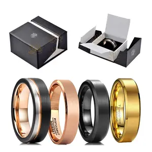 High Quality Black Tungsten Ring 2mm/3/4/5/6/7/8mm Carbide Steel Blank Brushed Beveled Custom Personalized Jewelry