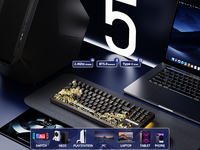 Zornher ZH870 80% Wireless Gaming Mechanical Keyboard Black Custom Creamy Sound Wave of Kanagawa Keycaps Hot Swappable RGB
