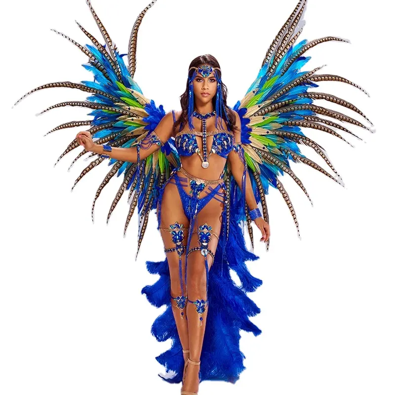 fantasy party big backpack feather headpiece queen carnival wire costumes