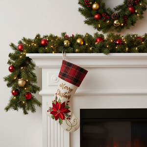 Grandes chaussettes de Noël de 20 pouces, sacs cadeaux, sacs à bonbons, ornements suspendus en lin avec motifs Élan, <span class=keywords><strong>Renne</strong></span>, Père Noël - Product Image 2